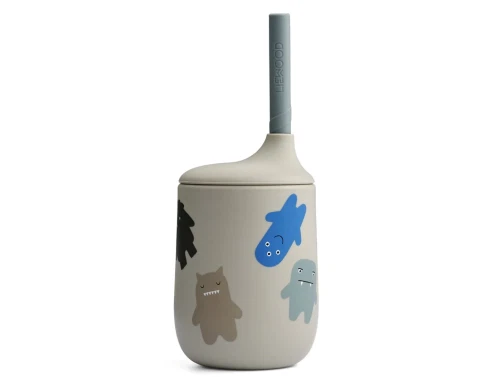 Liewood monster mist børnekop med sugerør Ellis silikone